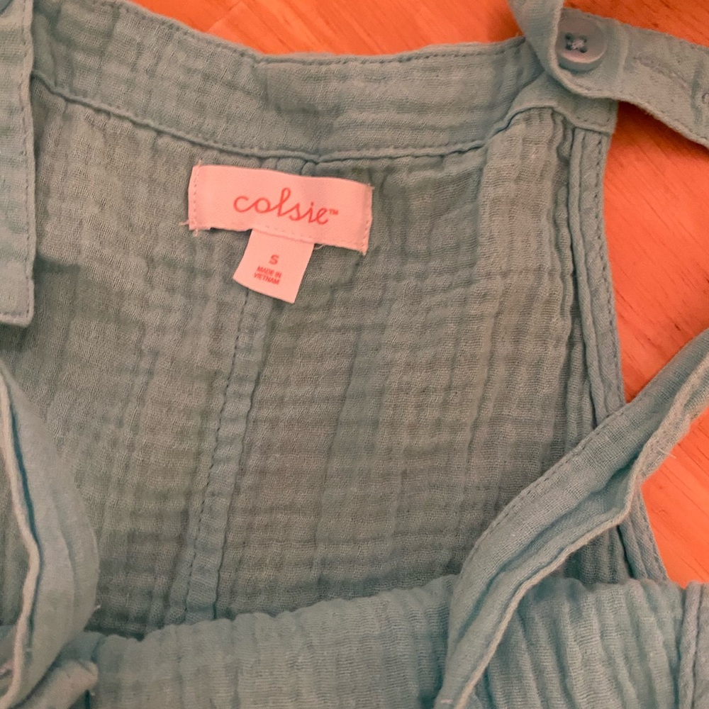 Colsie Textured Teal Overalls - Picture 2 of 2